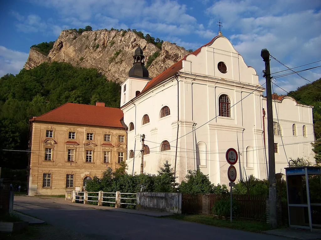 Svatý Jan pod Skalou, Beroun District, Central Bohemian Region, the Czech Republic. A monastery with the Saint John Rock.