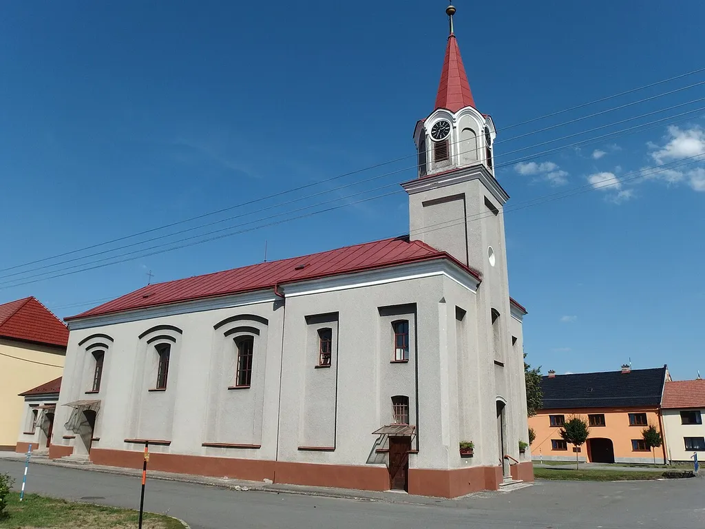 Černotín, Přerov District, Czech Republic. Church of Saints Cyril and Methodius.