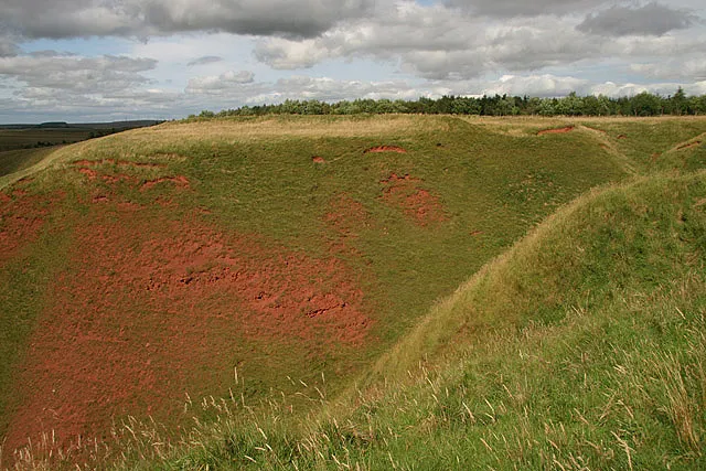 Blackcastle Rings Earthwork A view over Deil's Neuk to the ancient earthworks on the east side of the Blackadder Water.