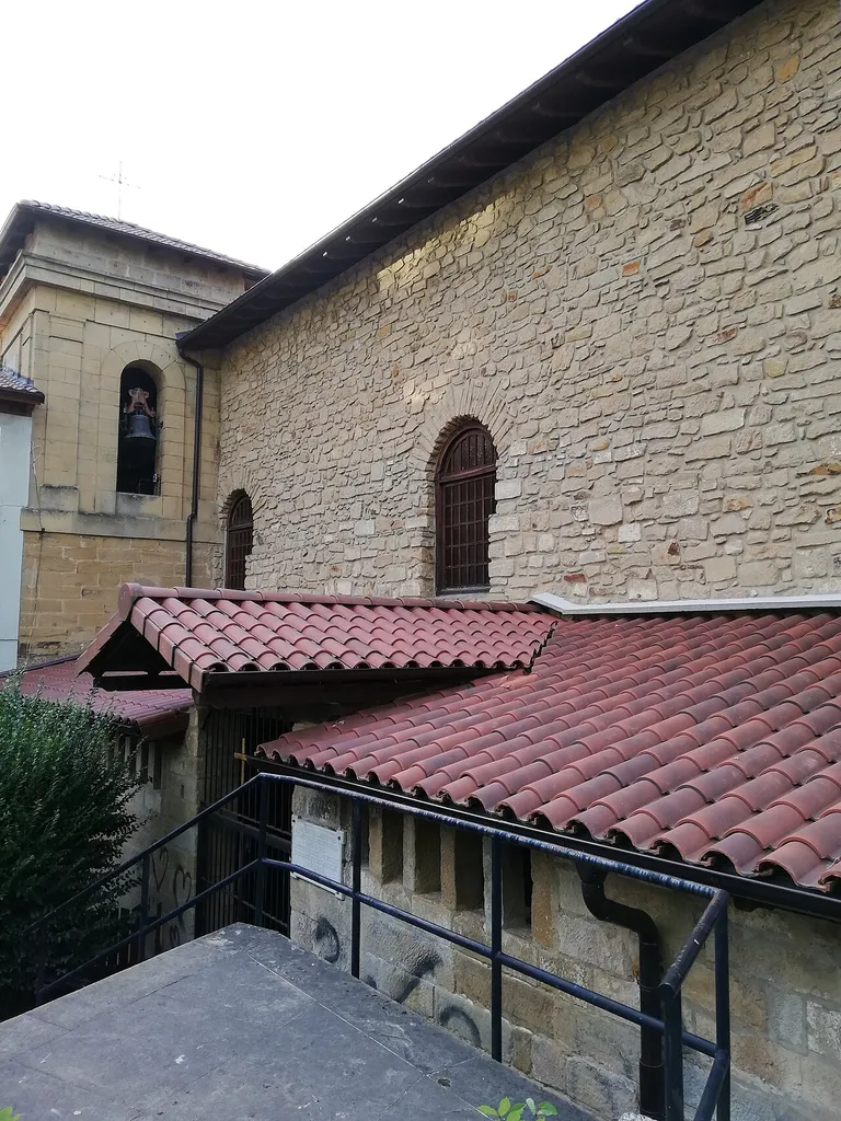 At the bottom of the stairs is the main entrance