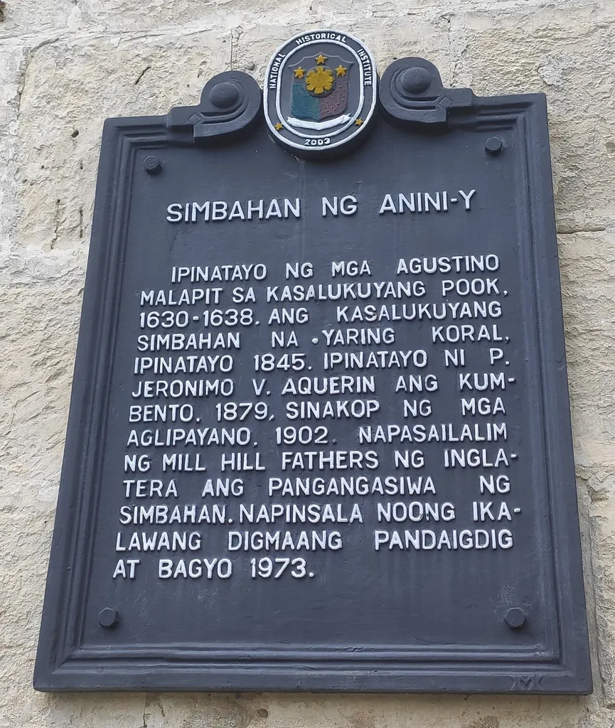 Historical marker created by the Philippines' National Historical Institute in 2004 to commemorate Anini-y Church