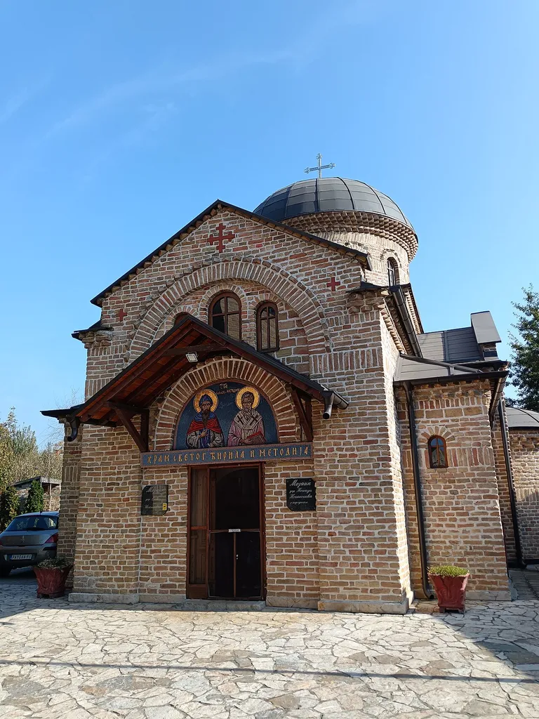 Church of Saints Cyril and Methodius is a Serbian Orthodox church located in Kačarevo. It was built according to the project of the architect Predrag Peđa Ristić on September 4, 2005. Bishop Nikanor of Banat and Bishop Vasilije of Srem consecrated the newly built temple in Kačarevo and on that occasion laid the relics of Saint Sava, consecrated in the temple's throne.