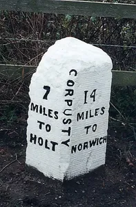Milestone, on bend c.1/2m S of Corpusty church