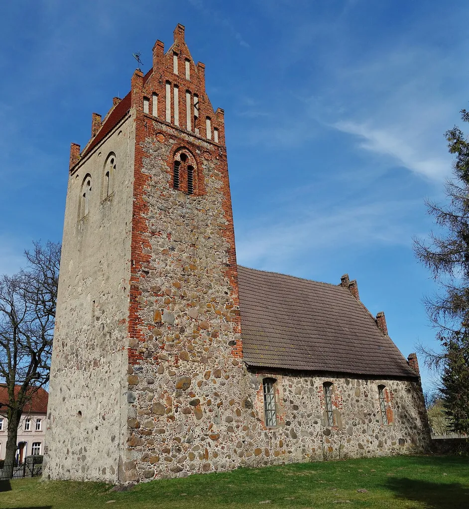 South-western view of church in Barenthin, Gumtow municipality, Prignitz district, Brandenburg state, Germany