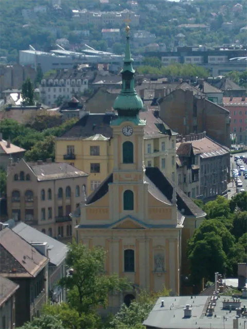 The church of Krisztinaváros from the Castle Hill