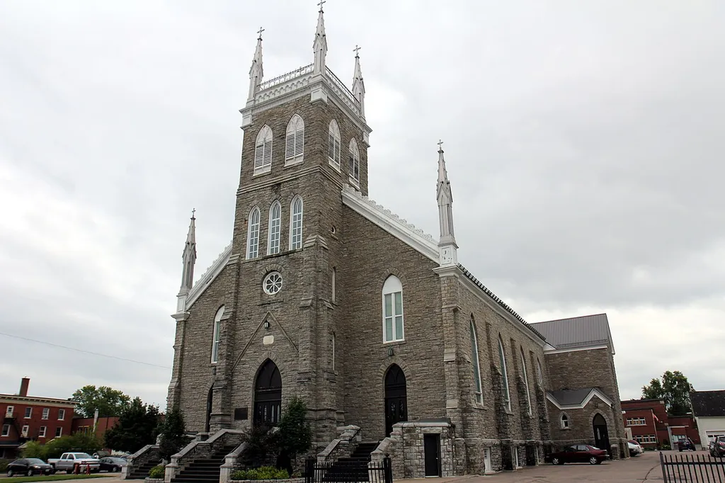Looking left at the exterior of St. Columbkille Cathedral