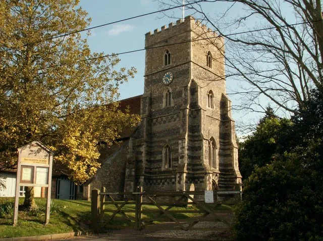 West tower of All Saints' parish church, Purleigh, Essex, seen from the north