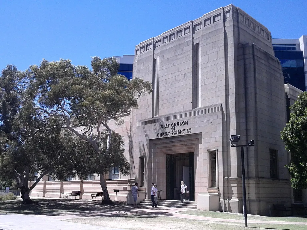 First Church of Christ, Scientist, Perth, Western Australia, located on the corner of St Georges Terrace and Elder St.