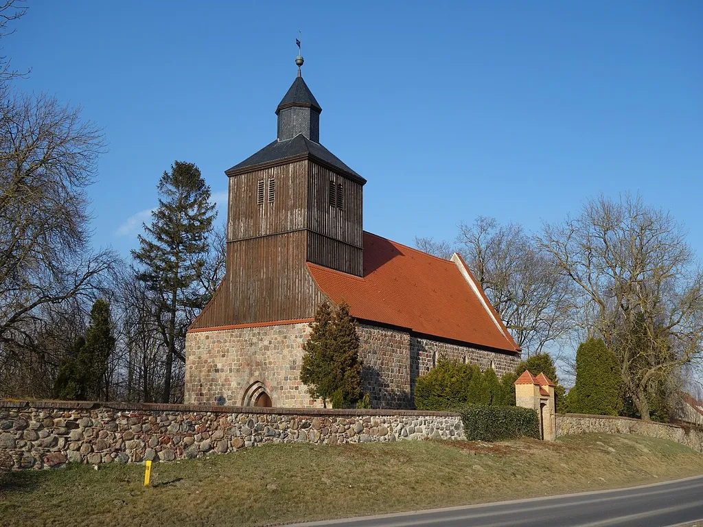 South-western view of the church in Kleptow , Schenkenberg municipality , Uckermark district, Brandenburg state, Germany