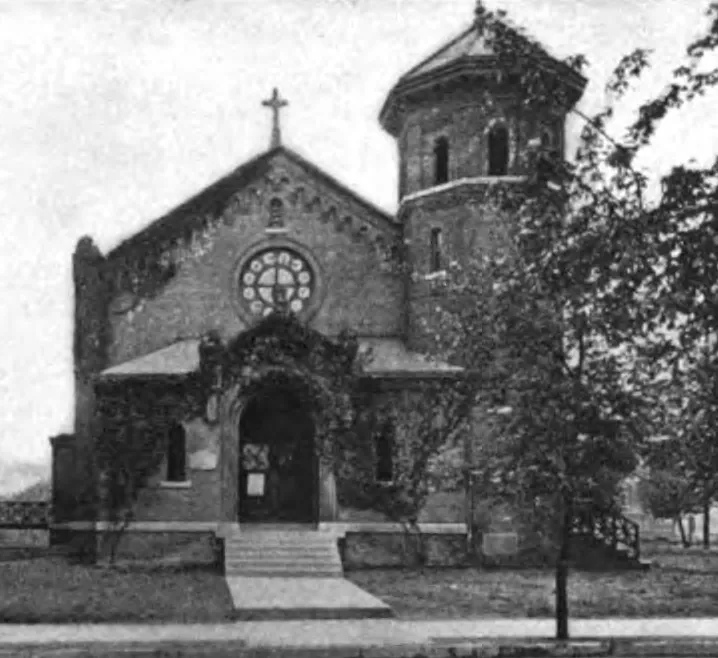 An image of Our Lady Help of Christians Church taken from a 1914 publication entitled "The Catholic Church in the United States of America: Undertaken to Celebrate the Golden Jubilee of His Holiness, Pope Pius X, Volume 3." The image can be found on page 395.
