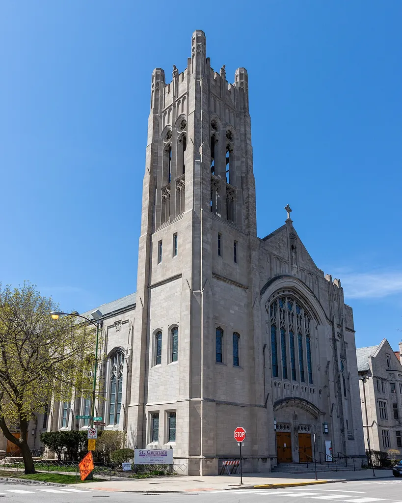 St. Gertrude Catholic Church, Chicago, Illinois. Architect: James Burns (ca. 1858-1933). Dedicated November 15, 1931.