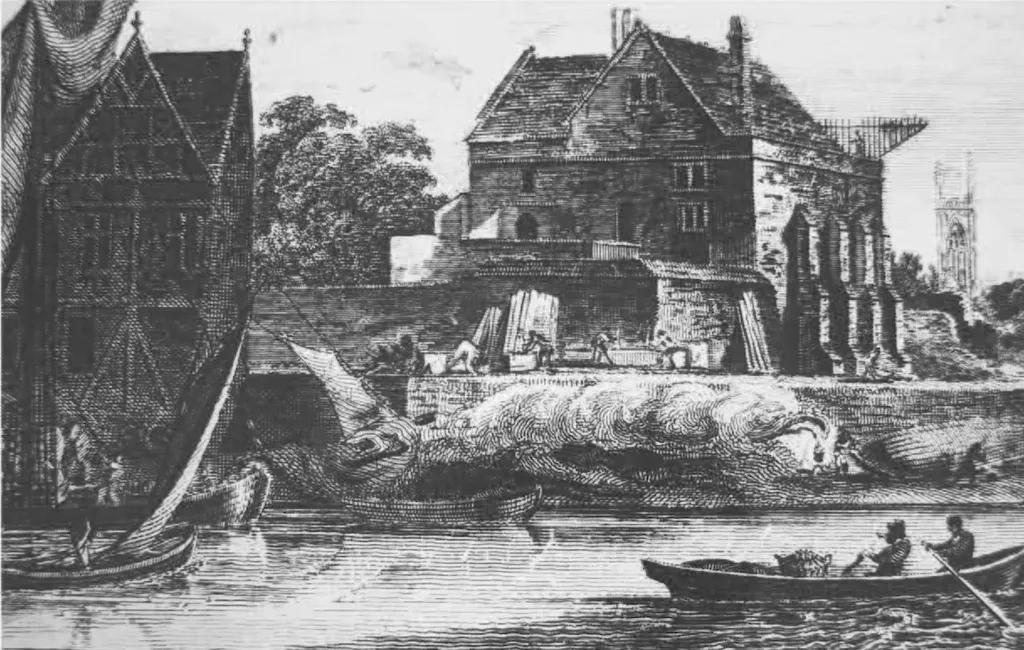 A depiction of Gloucester Castle and Gaol in the 18th century, based on a 1819 work (nfi)