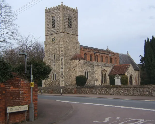 Church of All Saints in Hopton, Suffolk, England. A Grade I listed medieval church.
