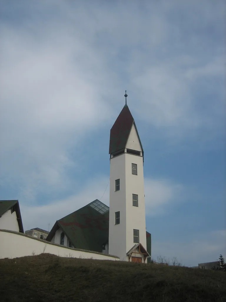 The tower of the Dávid Ferenc Square Unitarian church