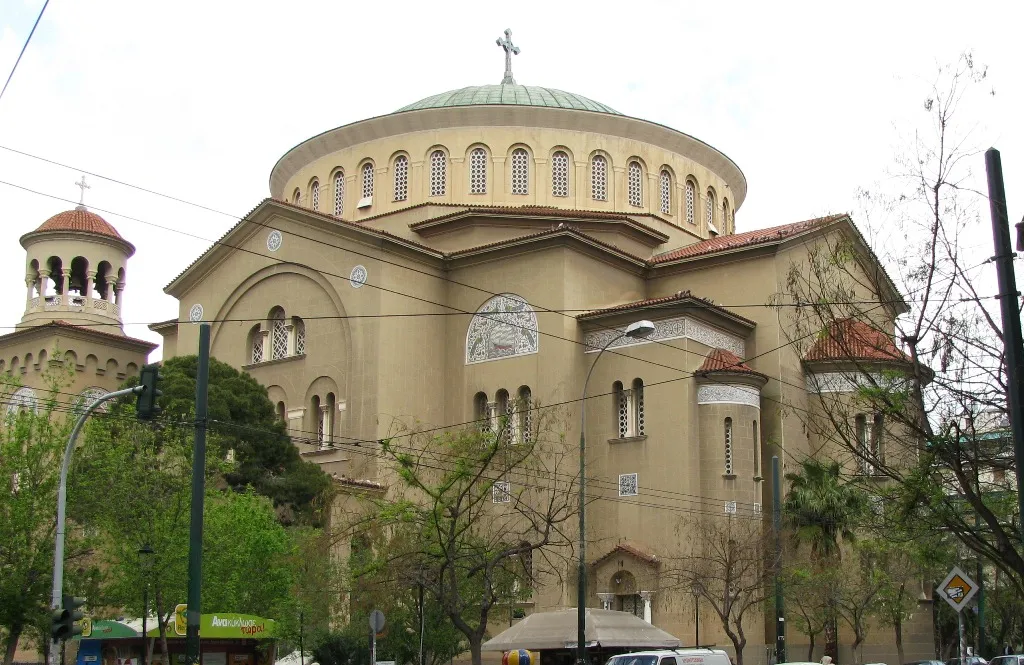 Saint Panteleimon church as seen from Acharnon avenue.