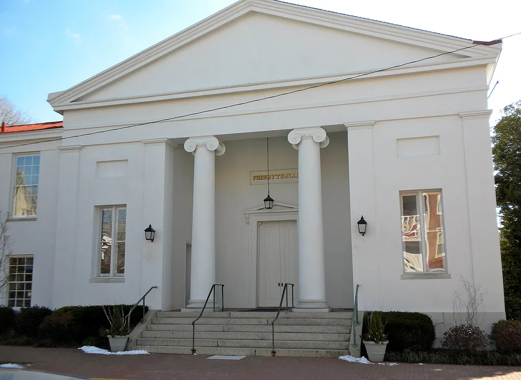 1st Presbyterian Church on Miner Street, West Chester PA. On NRHP. I donate this photo to the public domain. Believed to be the first commission of architect Thomas U. Walter