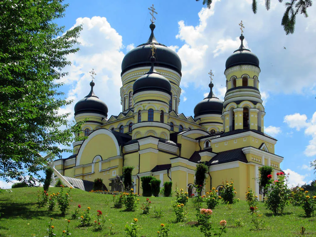 The nuns of Hancu Monastery in the Codrii forest of western Moldova have planted many flowers around their compound.