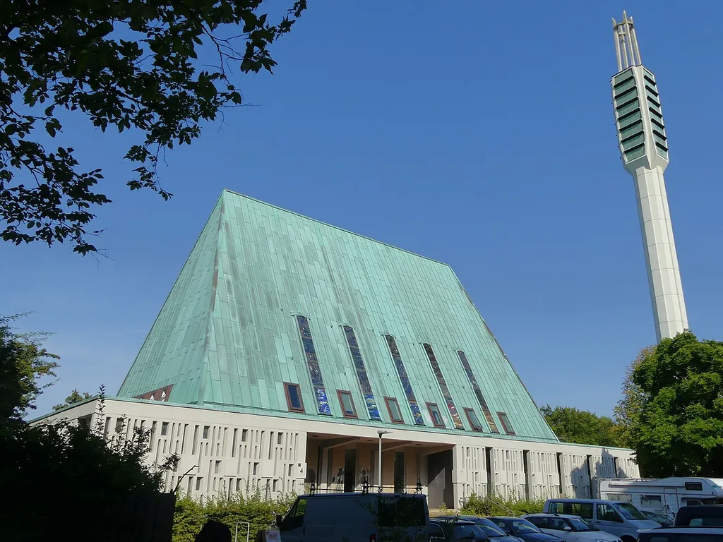 View from the west of the former Gerhard Uhlhorn Church and the bell tower in the Linden district in Hannover