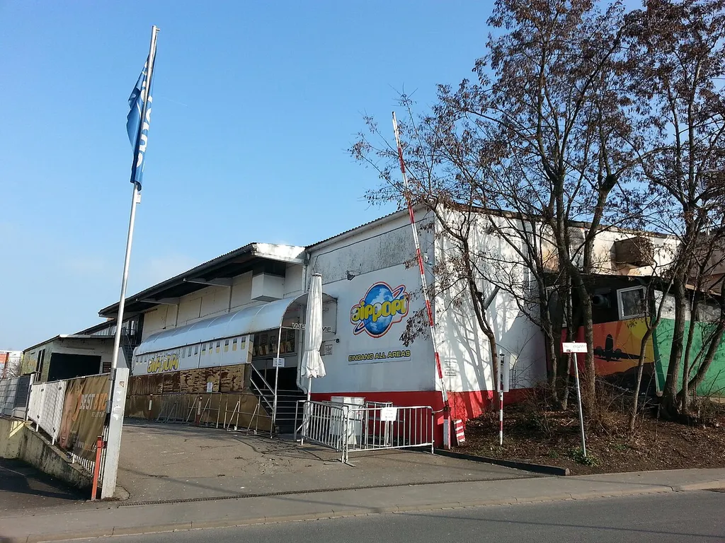 Disco Airport in Würzburg, Germany, view from the west, main entrance.
