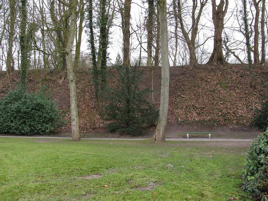 The "Schloßwall" in Wittmund, region East Frisia, Germany. This earthen rampart is the last remnant of the demolished castle of Wittmund.