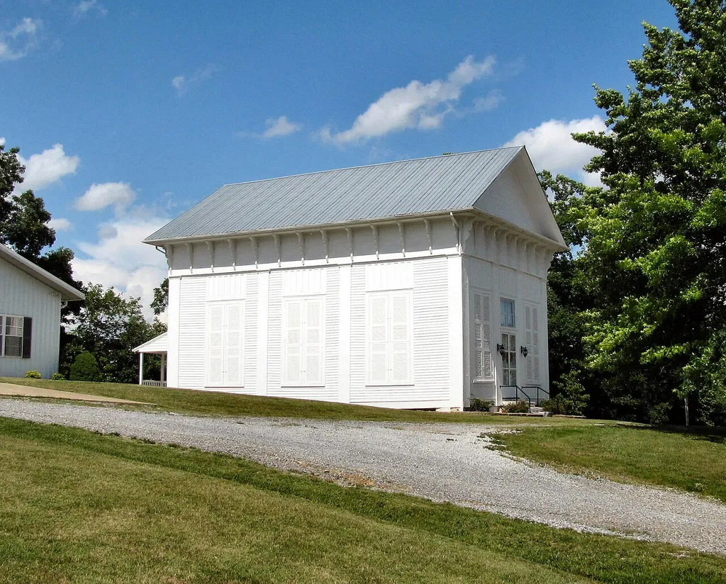 The New Bethel Cumberland Presbyterian Church, located near Greeneville in Greene County, Tennessee, United States. Built in 1841, this church is now listed on the U.S. National Register of Historic Places.