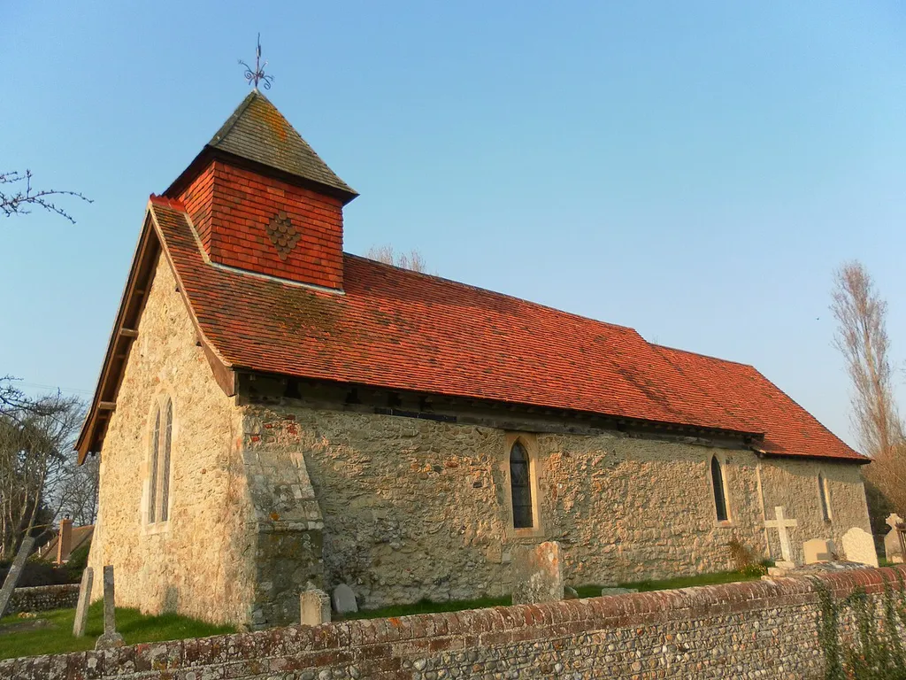 Earnley Church, Earnley, District of Chichester, West Sussex, England. The parish church of the hamlet of Earnley. Listed at Grade II* by English Heritage (NHLE Code 1026360)
