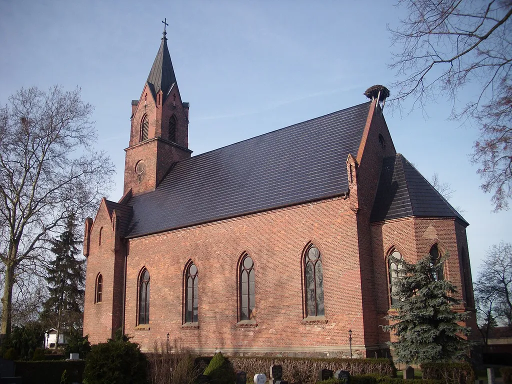 Kirche Treplin bei Booßen. This is a photograph of an architectural monument.It is on the list of cultural monuments of Treplin.