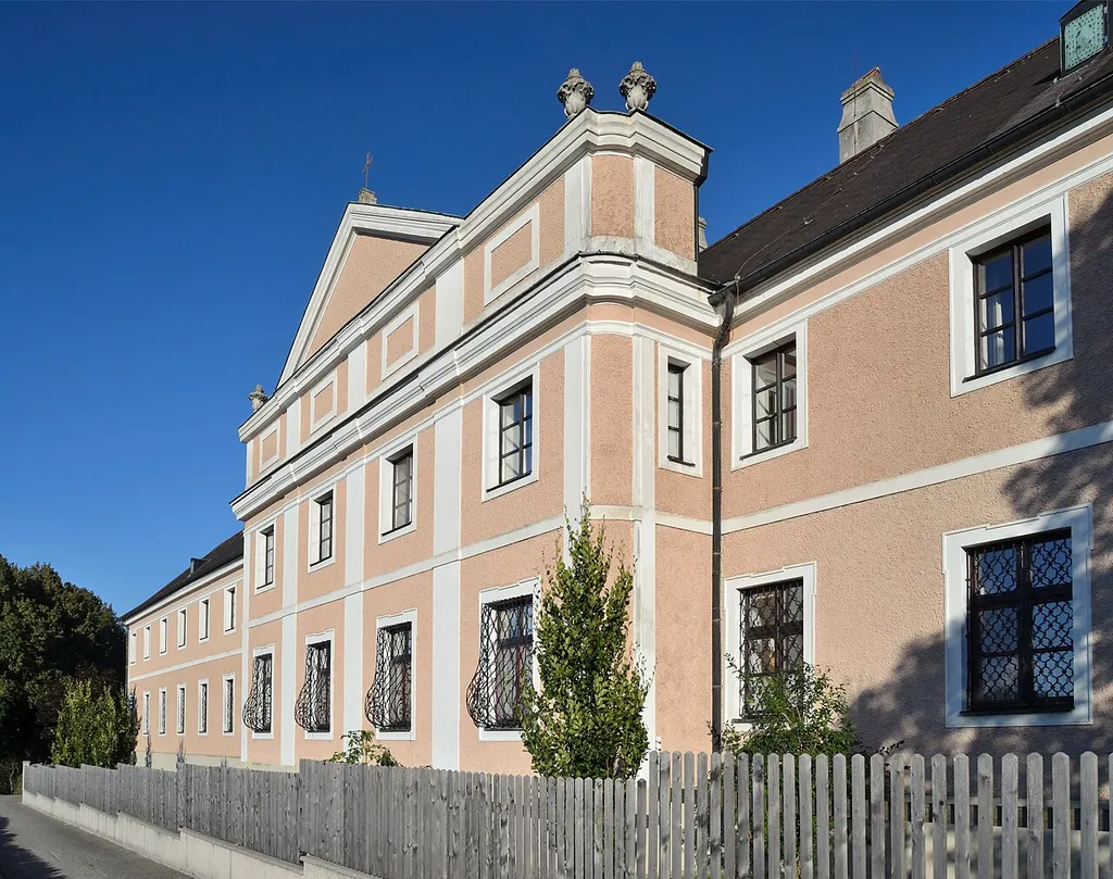The former servite monastery, now carmel Mater Dolorosa in Maria Jeutendorf, municipality of Böheimkirchen, Lower Austria, is protected as a cultural heritage monument.