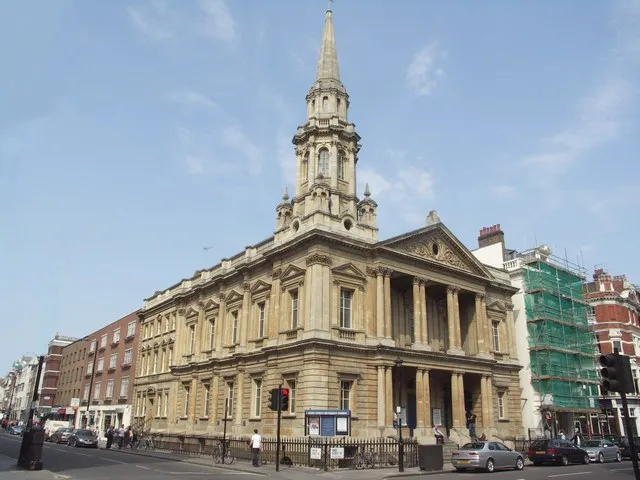 Hinde Street Methodist Church, Marylebone, London W1, seen from the southwest