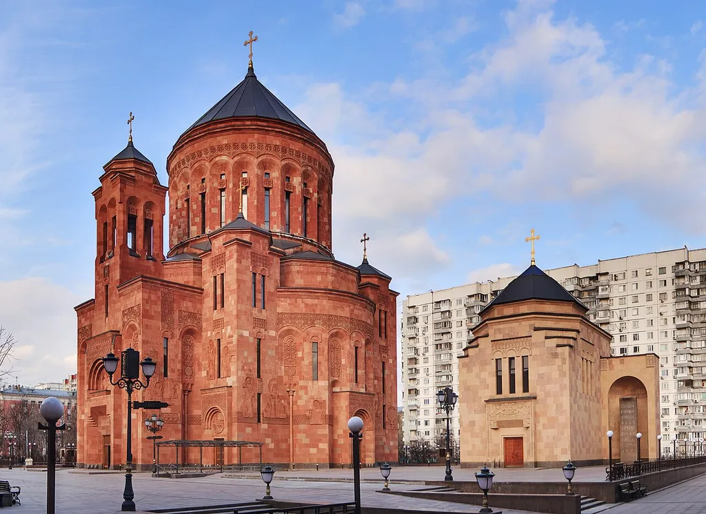 The cathedral and chapel of Armenian monastery complex in Moscow
