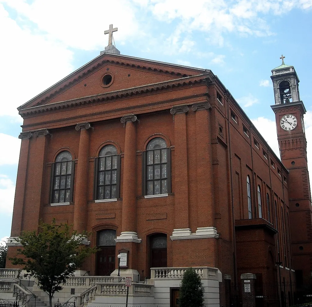St. Aloysius Catholic Church at 19 I Street, NW in Washington, D.C. The church is listed on the National Register of Historic Places.