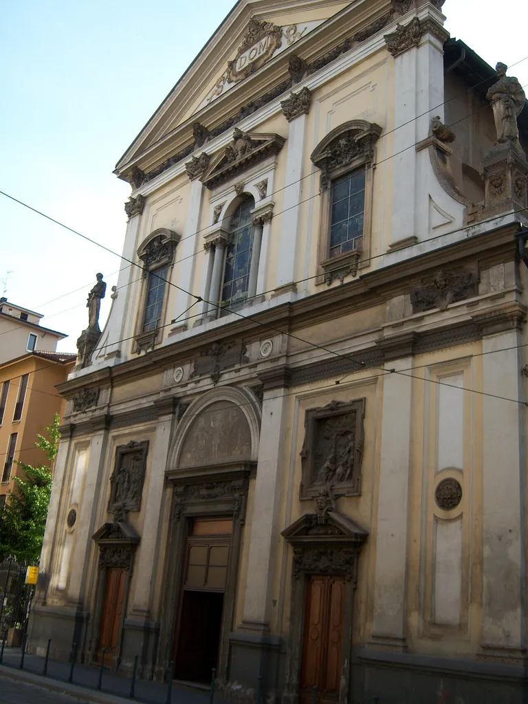 The facade of Santa Maria al Paradiso church in Milan, Italy, buil tin 1896 by Ernesto Pirovano (1866-1934).