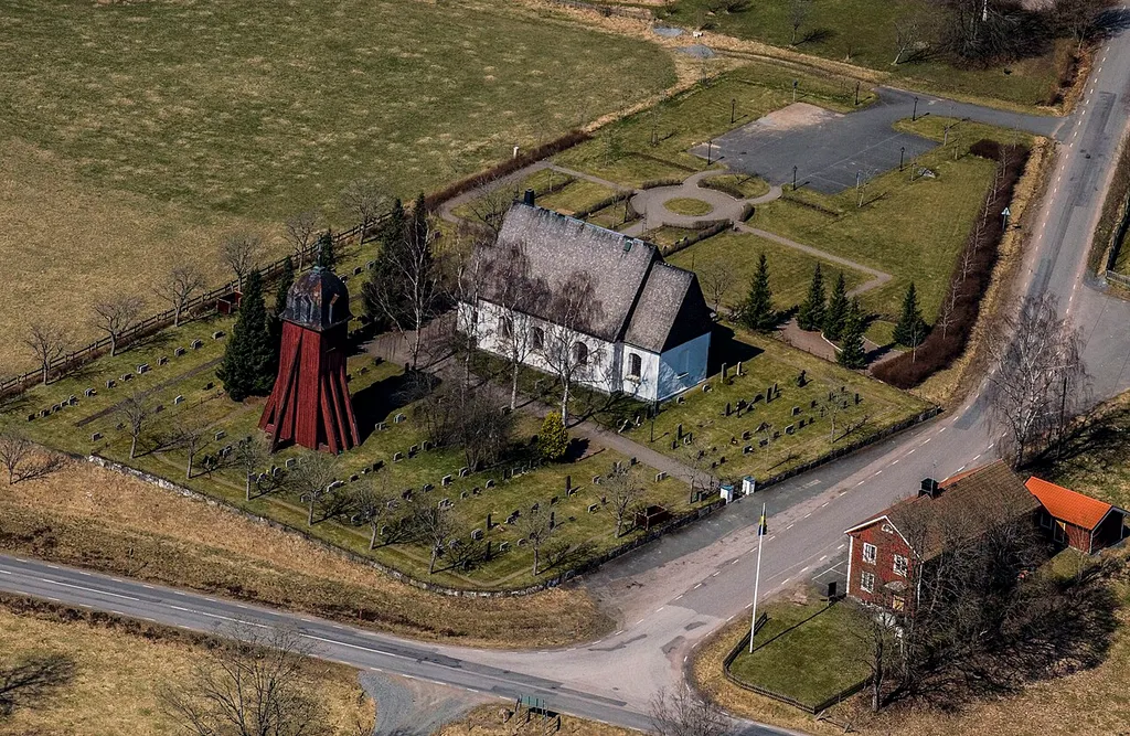 The Hagshult church from the air