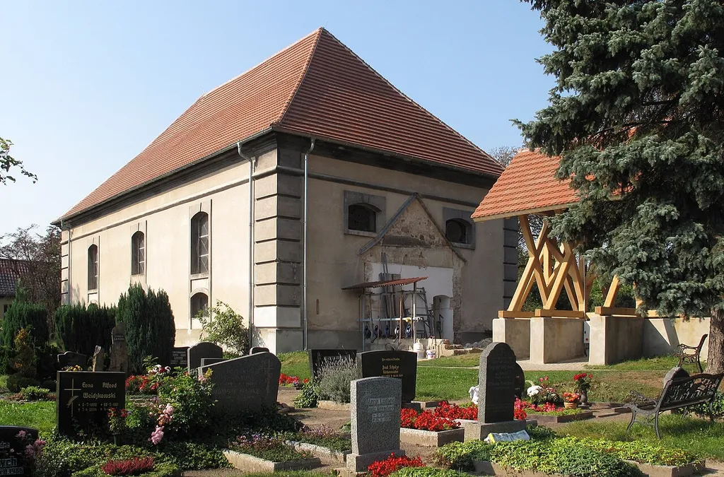 Listed protestant village church in Tauche. Tauche is the namegiving village of the municipality Tauche in the District Oder-Spree, Brandenburg, Germany. The aisleless church was built in 1699/1700.