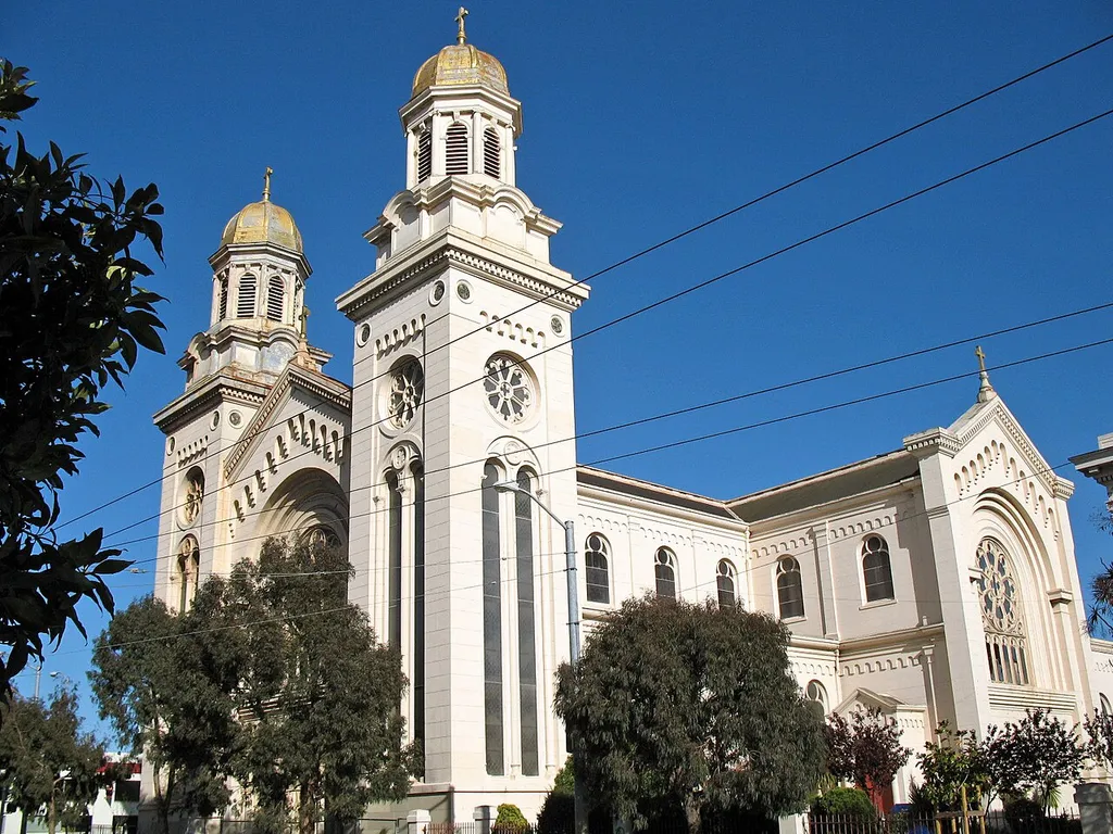 National Register of Historic Places in San Francisco, California. St. Joseph's Church, 1401 Howard St, San Francisco, California, USA. Photographed 2008-03-23 by Mike Hofmann from the north side of Howard St. between 10th and 11th Sts.