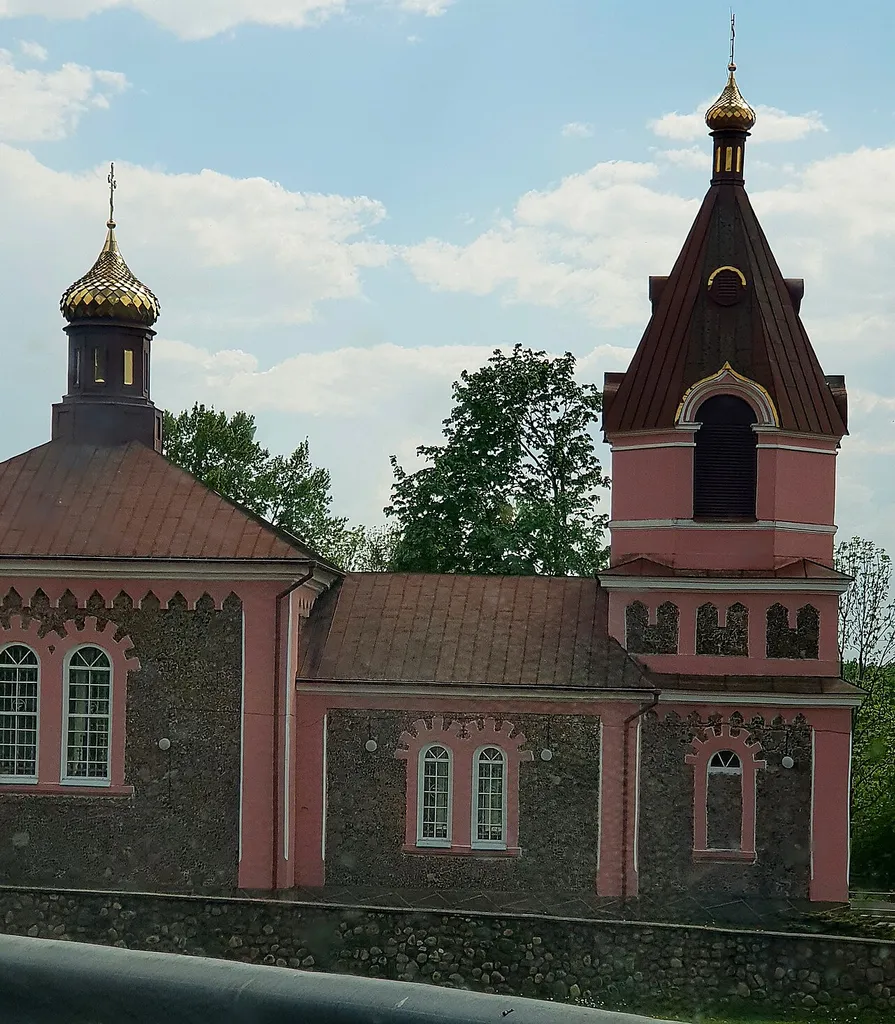 Saint Alexander Nevsky Orthodox church in Indura, Hrodna Region, Belarus. May 2023.