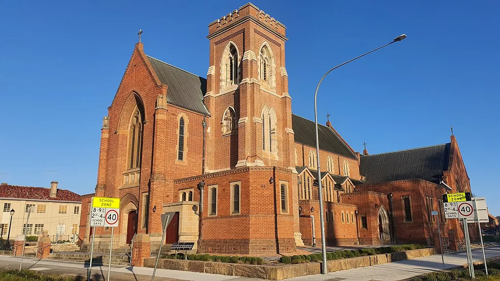 Cathedral of St Michael and St John-Keppel Street and William Street intersection square view