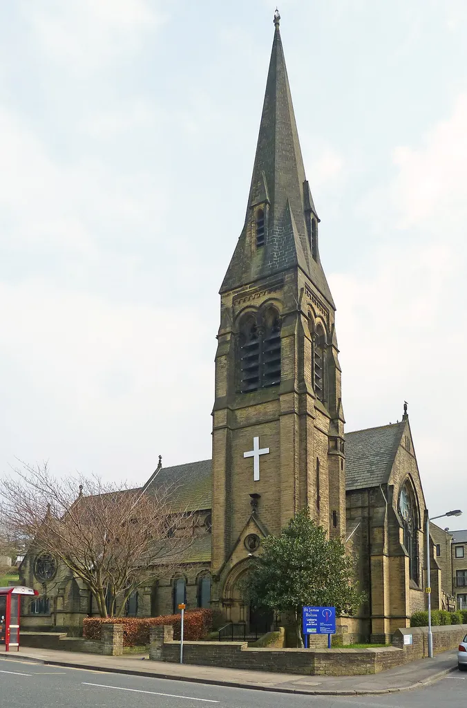 St James' parish church, Bolton Road, Bolton, Bradford, West Yorkshire, seen from the west