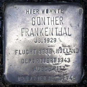 Stolperstein dedicated to Günther Frankenthal