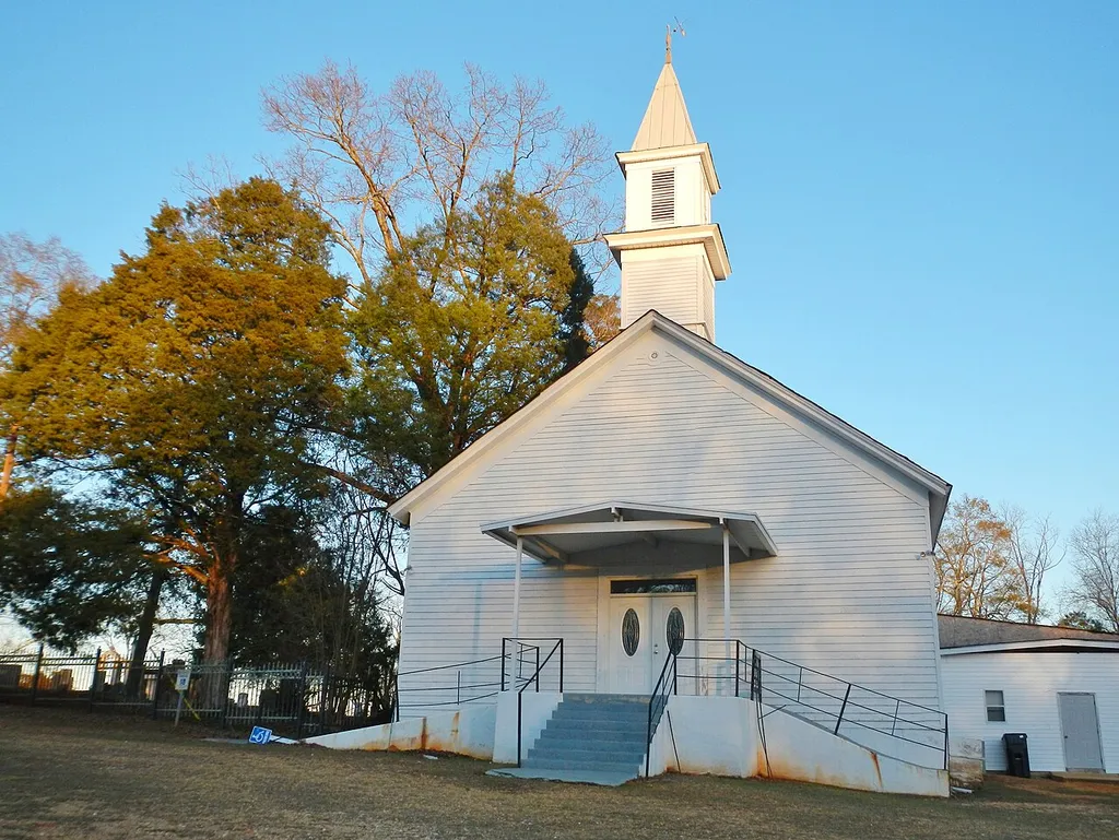 A photo of the Lowndesboro First Missionary Baptist Church — in Lowndesboro, Alabama. Historic district contributing property to the Lowndesboro Historic District.