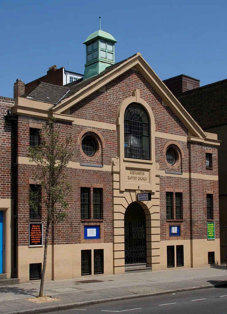 Westminster Baptist Church, 100 Horseferry Road, London SW1, seen from the southwest