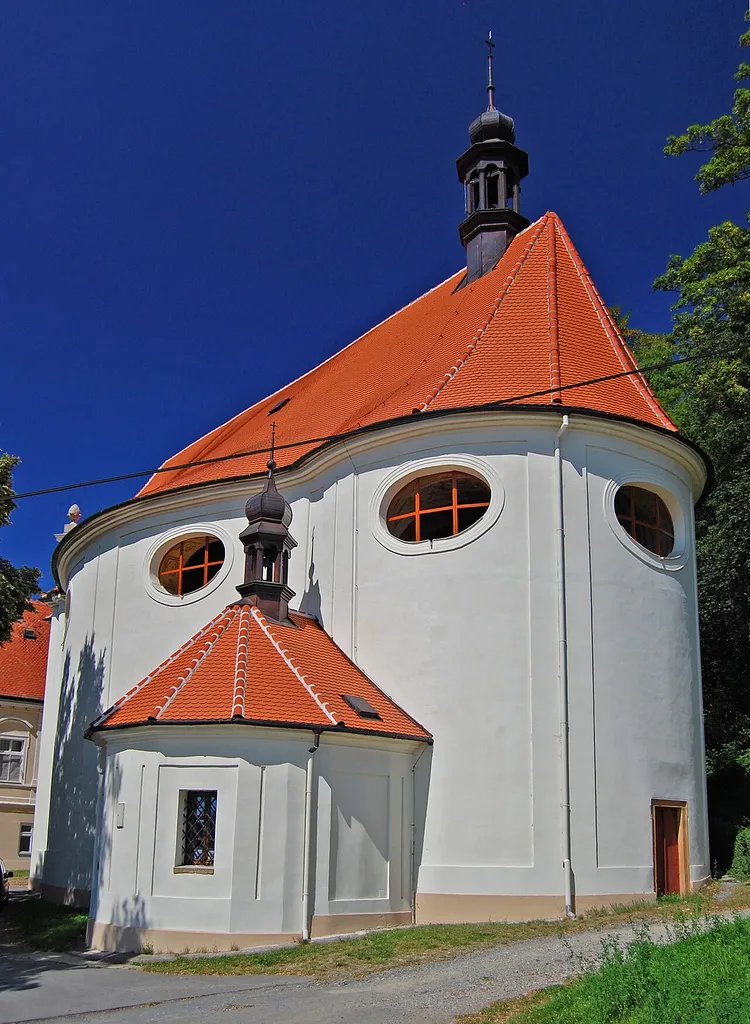 Kostel svatého Libora - zadní pohled, Jesenec, okres Prostějov