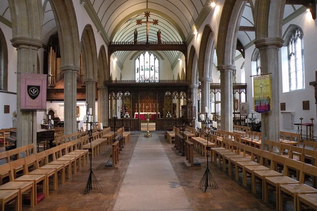 Inside All Saints' parish cuhrch, Weston-super-Mare, Somerset, looking east to the chancel