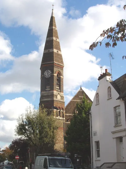 St Simon's Church, Shepherds Bush. This church in Rockley Road was built in 1879. See http://www.stormcentre.net/sites/index.cfm?site=5 . The photo is taken looking east from Minford Gardens