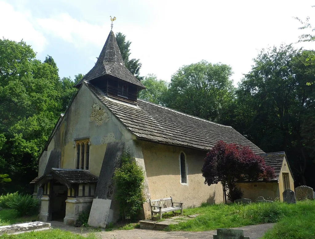St John the Baptist's Church, Church Lane, Oakwood Hill, Abinger, Mole Valley District, Surrey, England. The hamlet of Oakwood Hill in the south of Abinger parish is also known as Okewood or Okewood Hill.