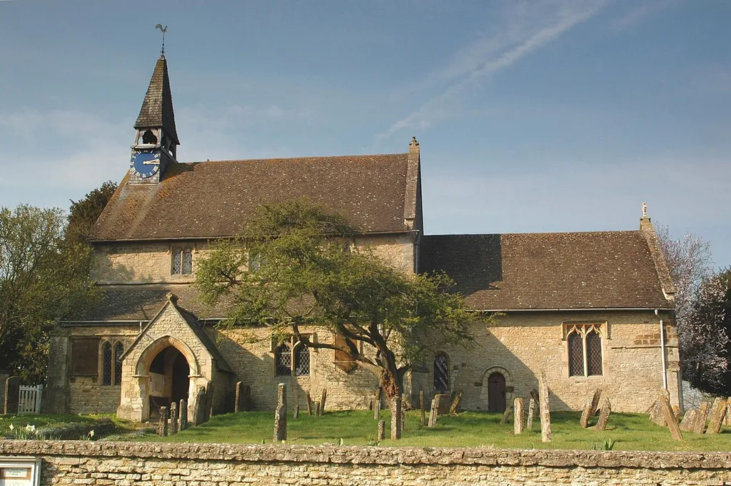 Church of England parish church of St Edmund &amp; St George, Hethe, Oxfordshire, viewed from the south.