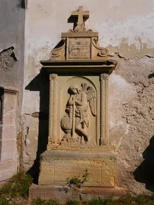 tombstone at the back wall of St. Wenceslas church in Rudník
