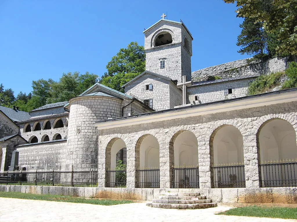 Front view of Cetinje Monastery in Montenegro.