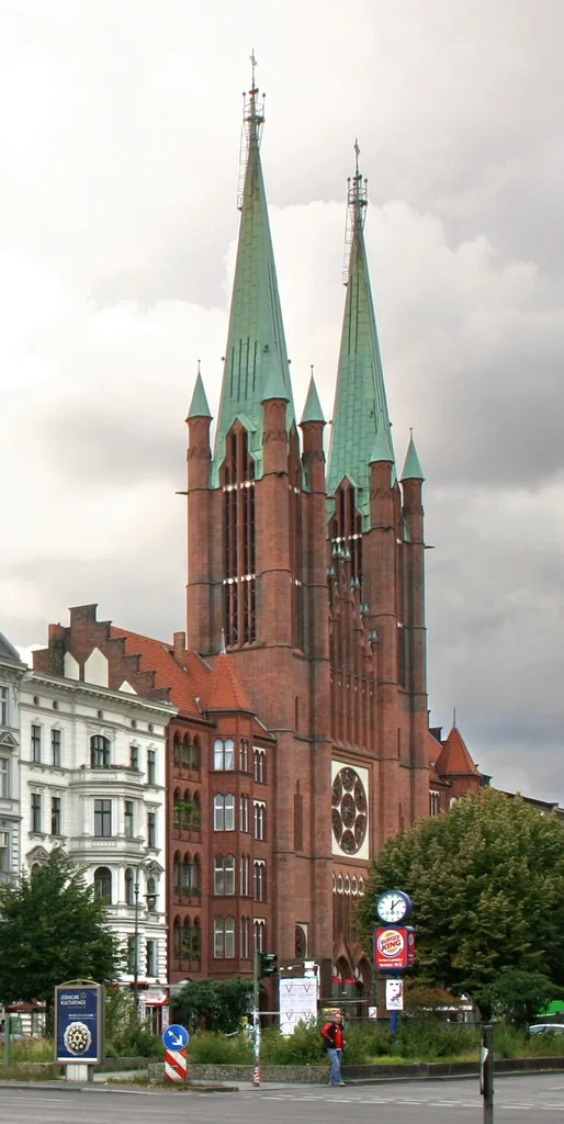 St Boniface in Berlin-Kreuzberg seen from intersection Yorckstr./Mehringdamm