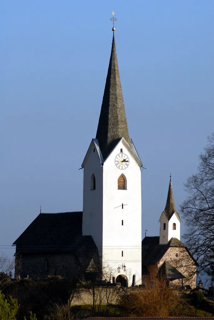 Parish church Saints Peter and Paul on Pfalzstrasse in Karnburg, market town Maria Saal, district Klagenfurt Land, Carinthia, Austria, EU